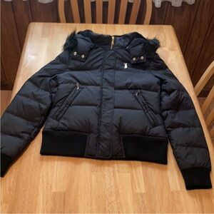 Express Black Puffer Jacket with Fur Trim